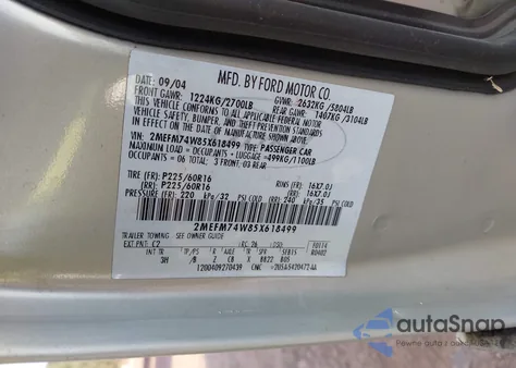 2005 Mercury Grand Marquis Gs из США, поврежденный, VIN 2MEFM74W85X618499